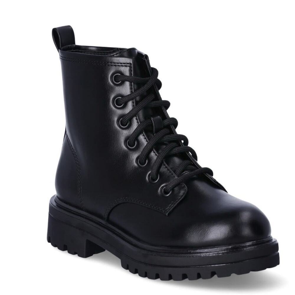 Wonder Nation Little & Big Girls Combat Medium Width Black Round Boots Size 13k